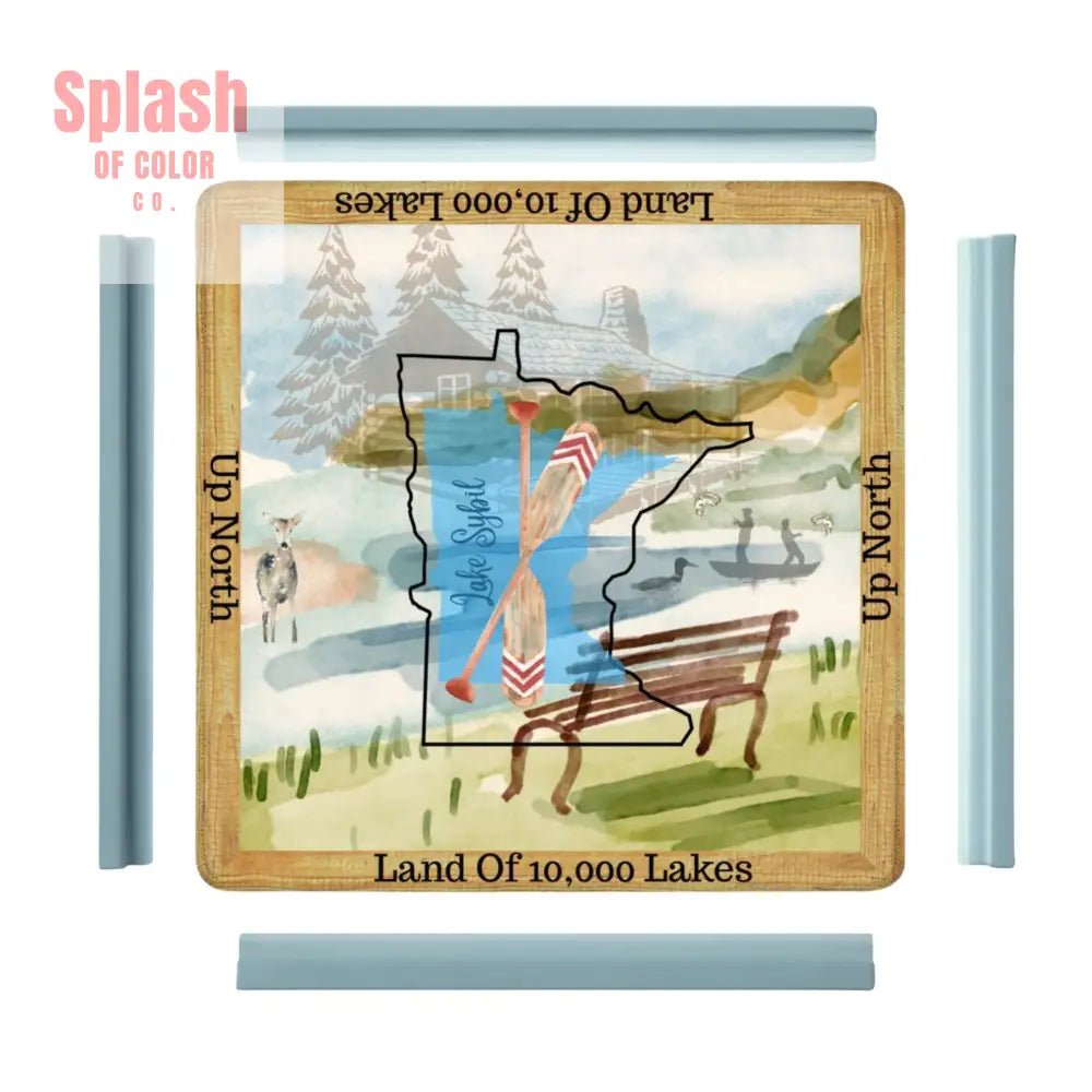 Minnesota State Love Mahjong Mat, Rustic Log Cabin, Mountain Lakes Fishing Life - Splash of Color co.