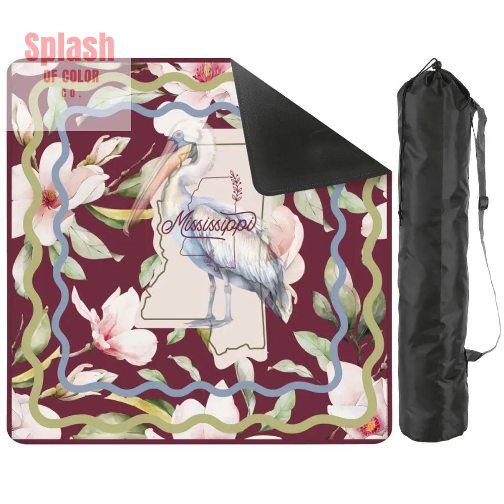 Mississippi State Pride, Magnolia And Pelican Floral Mahjong Mat - Splash of Color co.