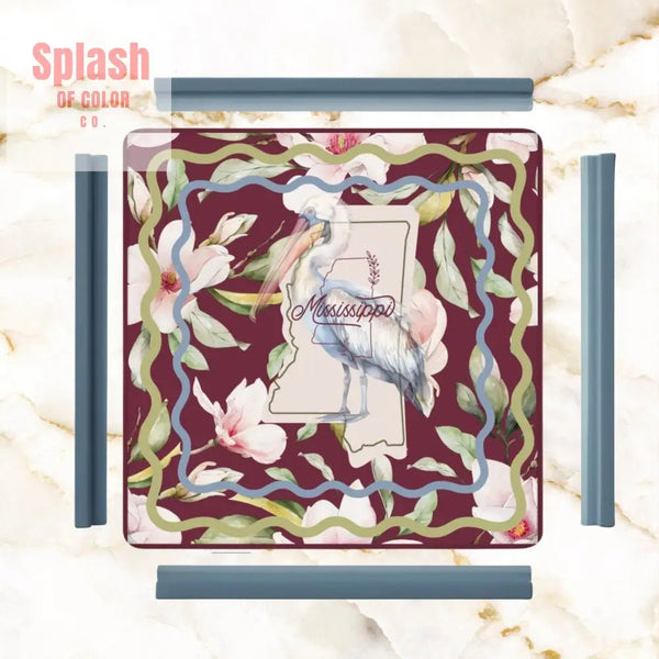 Mississippi State Pride, Magnolia And Pelican Floral Mahjong Mat - Splash of Color co.