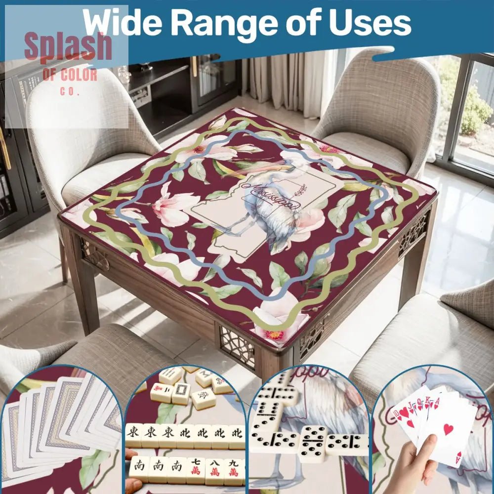 Mississippi State Pride, Magnolia And Pelican Floral Mahjong Mat - Splash of Color co.