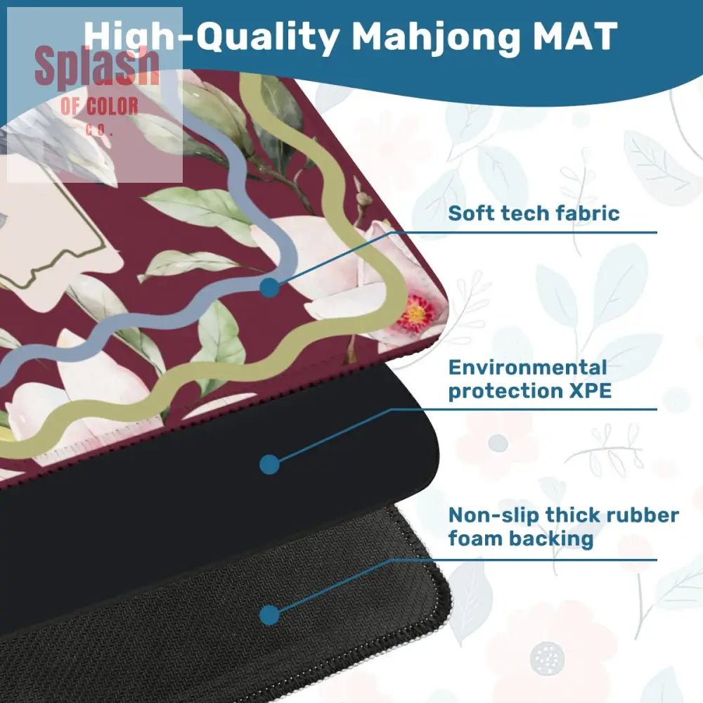 Mississippi State Pride, Magnolia And Pelican Floral Mahjong Mat - Splash of Color co.