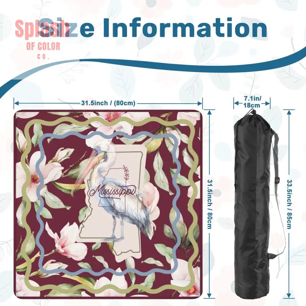 Mississippi State Pride, Magnolia And Pelican Floral Mahjong Mat - Splash of Color co.
