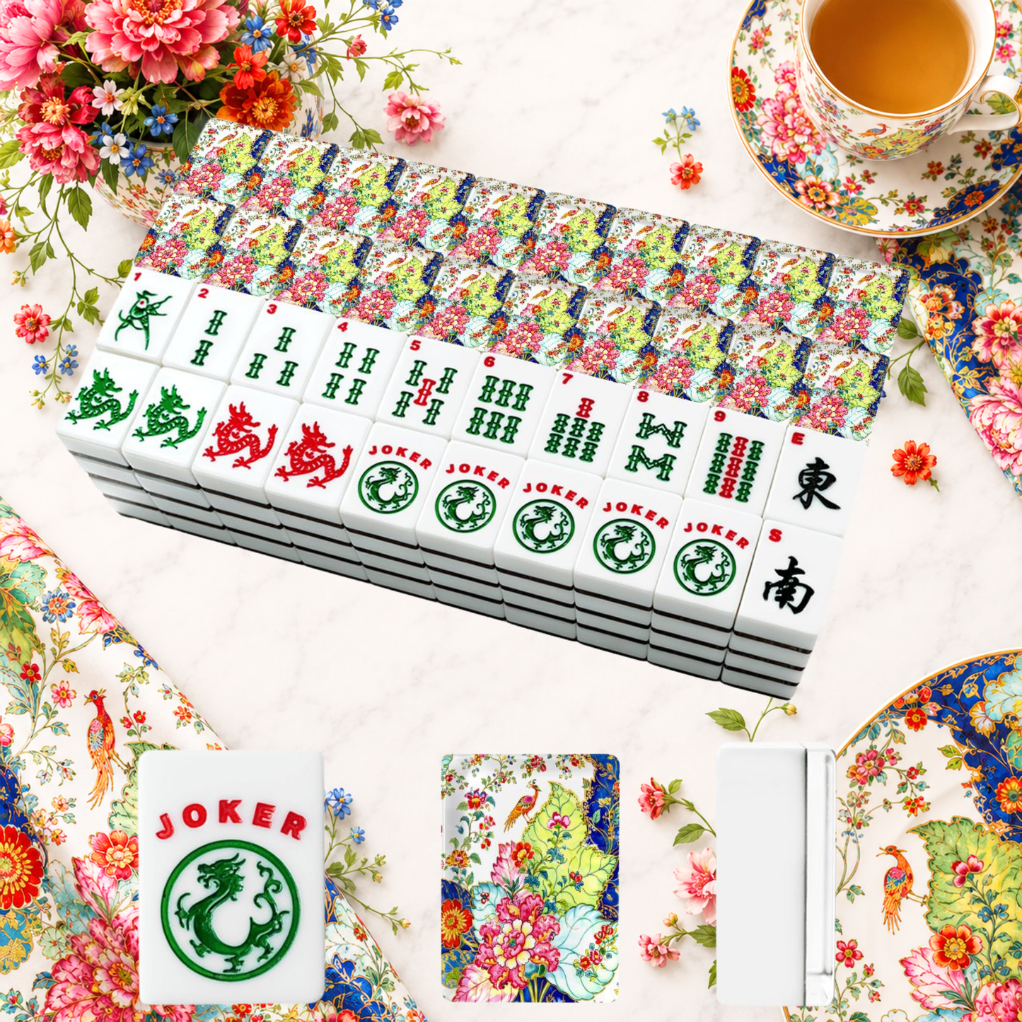 Tobacco Leaf American Mahjong Tiles And Carry Case - Splash Of Mahj And Color Co.