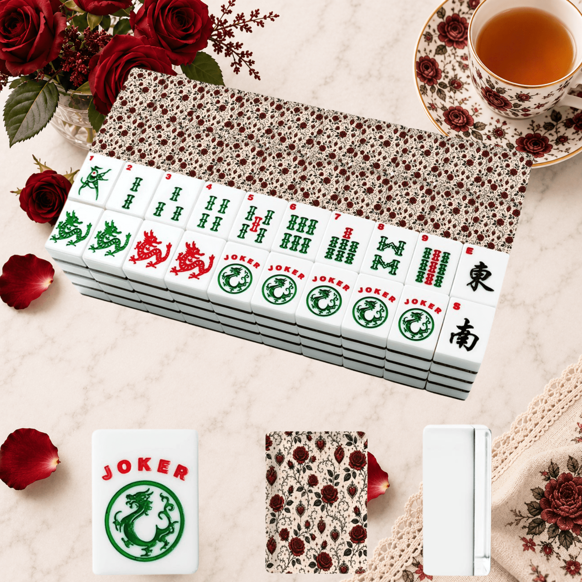 Edgar Allen Poe Gothic Roses American Mahjong Tiles And Carry Case - Splash Of Mahj And Color Co.