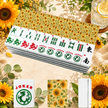 The Mahj Gogh Watercolor Sunflower American Mahjong Tiles And Carry Case - Splash Of Mahj And Color Co.
