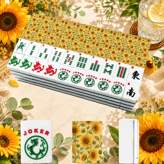The Mahj Gogh Watercolor Sunflower American Mahjong Tiles And Carry Case - Splash Of Mahj And Color Co.