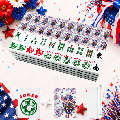 Starburst Americana Red White And Blue Patriotic American Mahjong Tiles And Carry Case - Splash Of Mahj And Color Co.