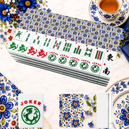 Pottery PORCELAIN Designed American Mahjong Tile Set And Carry Bag - Splash Of Mahj And Color Co.
