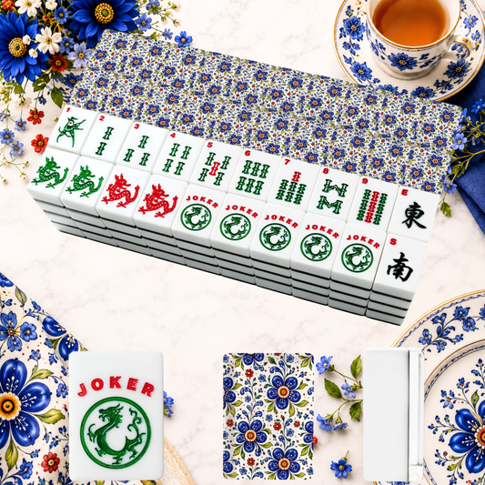 Pottery PORCELAIN Designed American Mahjong Tile Set And Carry Bag - Splash Of Mahj And Color Co.