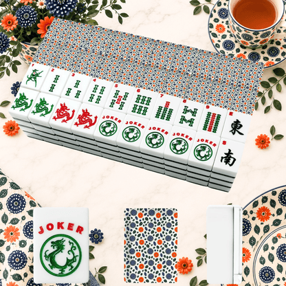 Polish Pottery Inspired American Mahjong Tiles And Carry Case Bundle - Splash Of Mahj And Color Co.