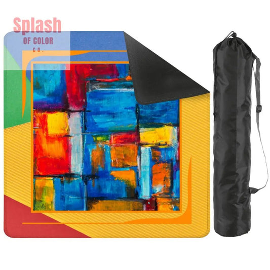 Modern Abstract Yellow, Green Blue, Red Artistic Mahjong Mat - Splash of Color co.