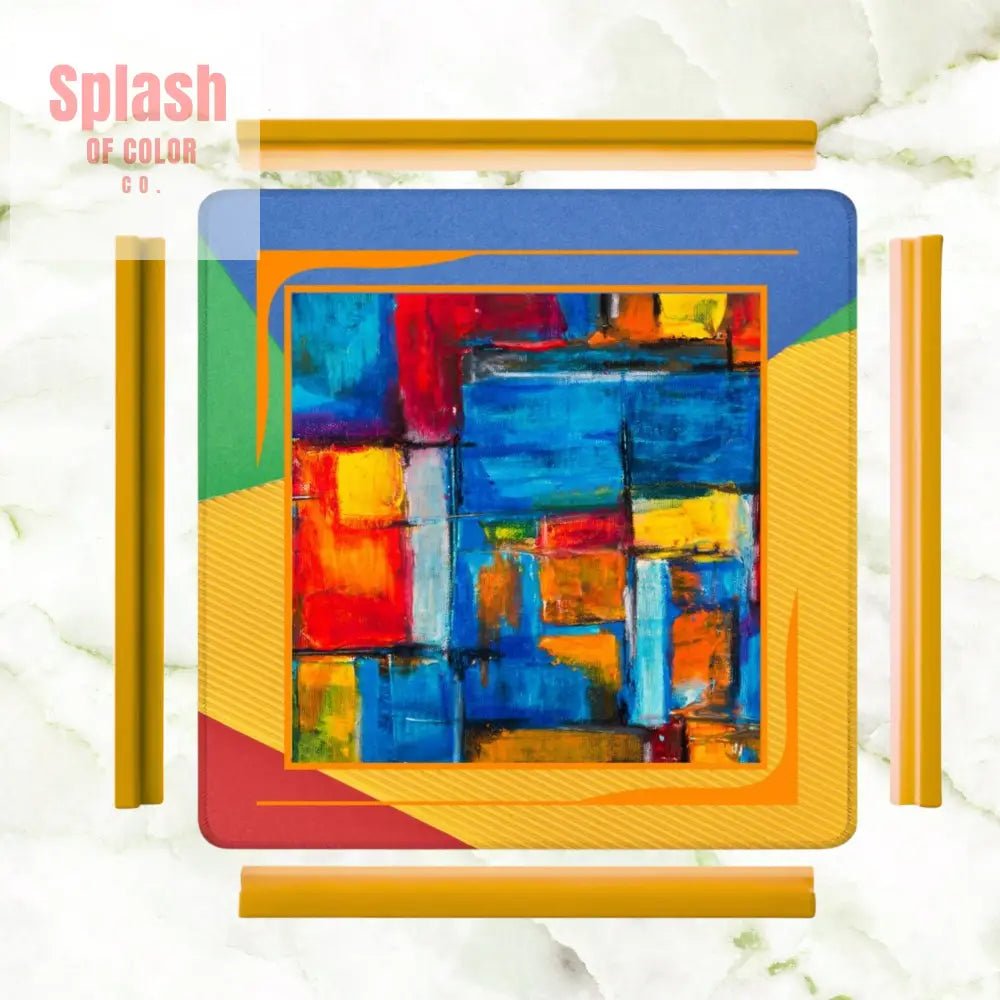 Modern Abstract Yellow, Green Blue, Red Artistic Mahjong Mat - Splash of Color co.