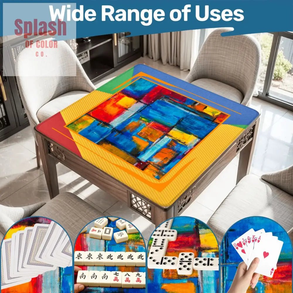 Modern Abstract Yellow, Green Blue, Red Artistic Mahjong Mat - Splash of Color co.