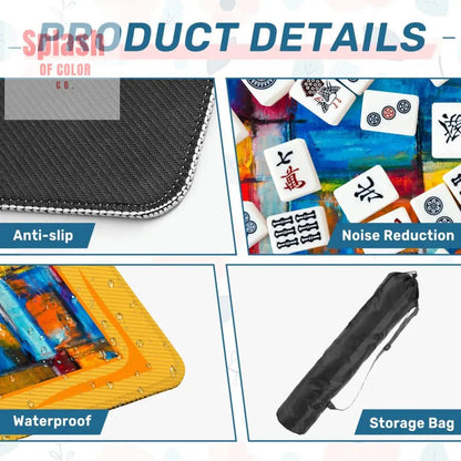 Modern Abstract Yellow, Green Blue, Red Artistic Mahjong Mat - Splash of Color co.