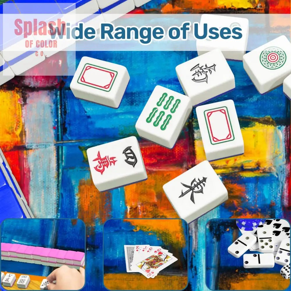 Modern Abstract Yellow, Green Blue, Red Artistic Mahjong Mat - Splash of Color co.