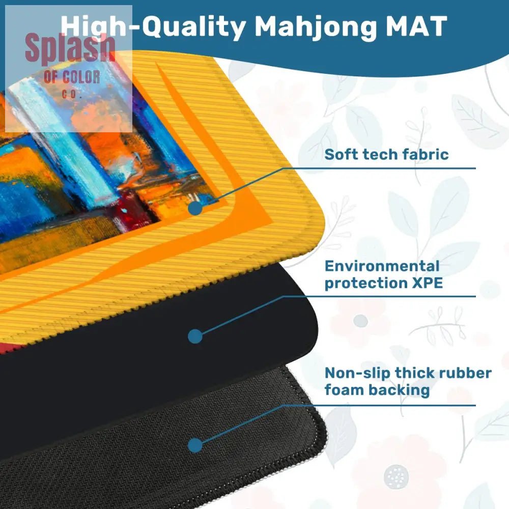 Modern Abstract Yellow, Green Blue, Red Artistic Mahjong Mat - Splash of Color co.