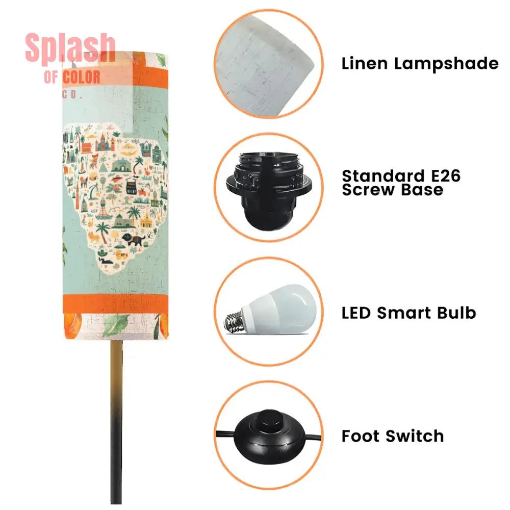 Modern Book Nook Floor Lamp, South Carolina State Pride Peaches, Orange And Aqua - Splash of Color co.