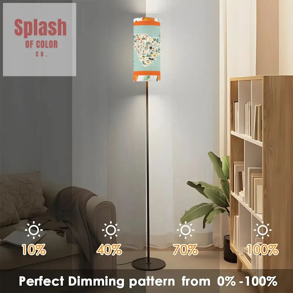 Modern Book Nook Floor Lamp, South Carolina State Pride Peaches, Orange And Aqua - Splash of Color co.