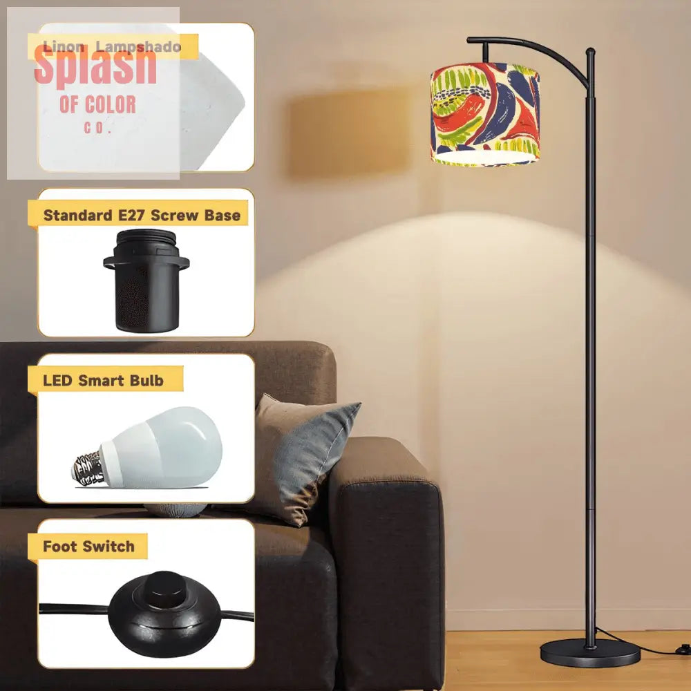 Modern Floral Heritage Abtract Boho Modern Arc Floor Lamp One Size Floor Lamps