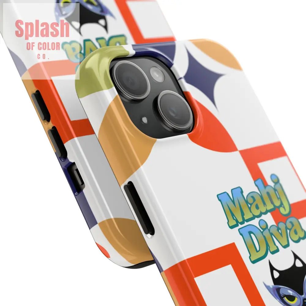 Modern Mahjong Diva Cat Stylish Phone Cases, Stylish And Whimsical - Splash of Color co.