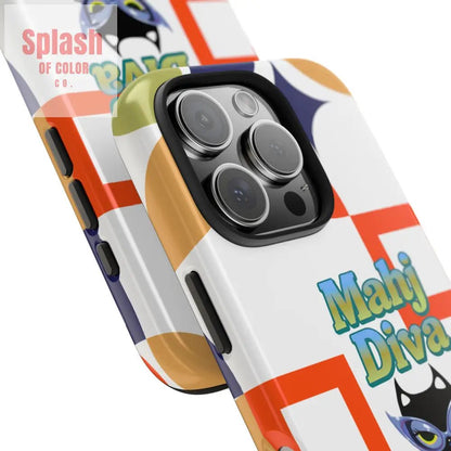 Modern Mahjong Diva Cat Stylish Phone Cases, Stylish And Whimsical - Splash of Color co.