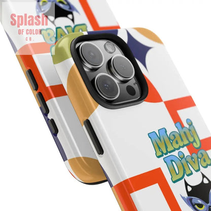 Modern Mahjong Diva Cat Stylish Phone Cases, Stylish And Whimsical - Splash of Color co.