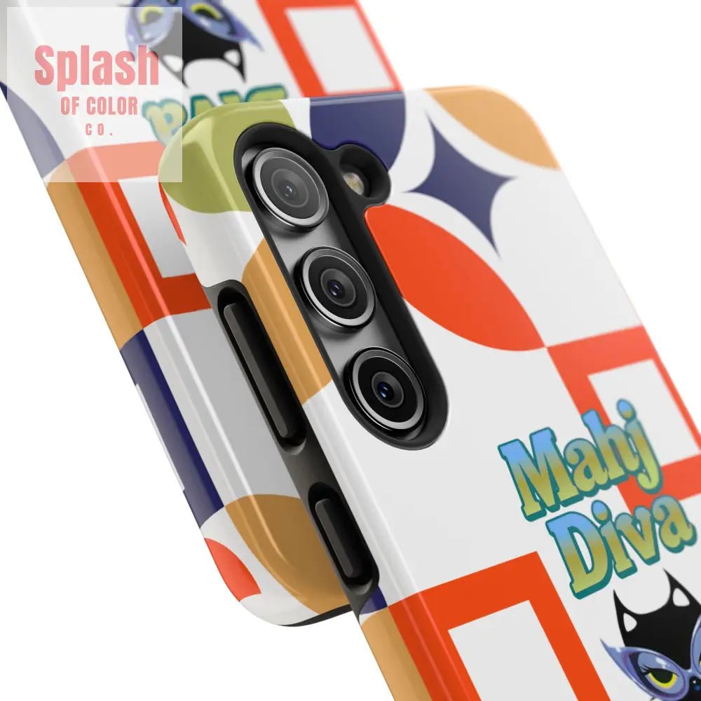 Modern Mahjong Diva Cat Stylish Phone Cases, Stylish And Whimsical - Splash of Color co.