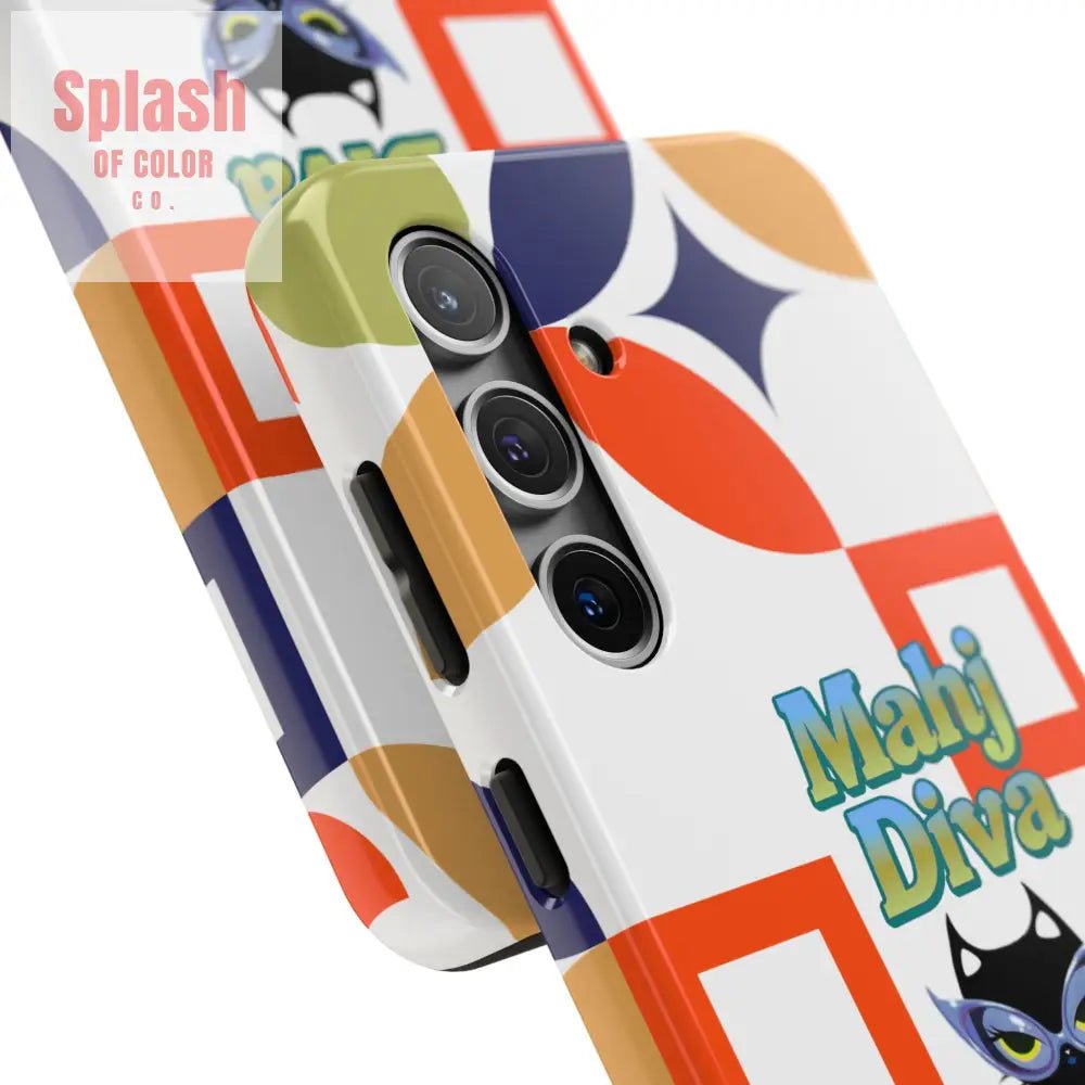 Modern Mahjong Diva Cat Stylish Phone Cases, Stylish And Whimsical - Splash of Color co.