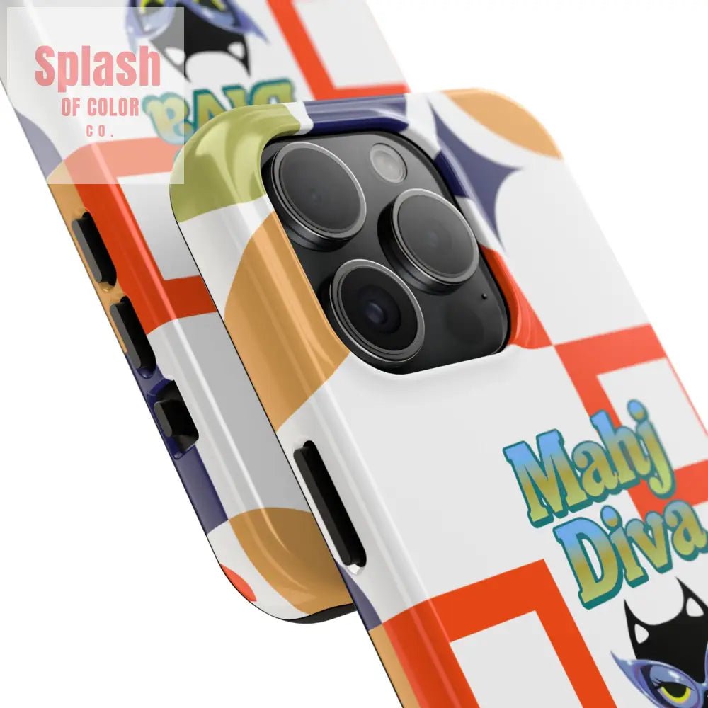 Modern Mahjong Diva Cat Stylish Phone Cases, Stylish And Whimsical - Splash of Color co.