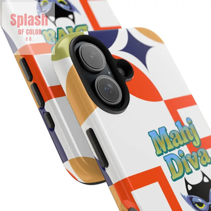 Modern Mahjong Diva Cat Stylish Phone Cases, Stylish And Whimsical - Splash of Color co.