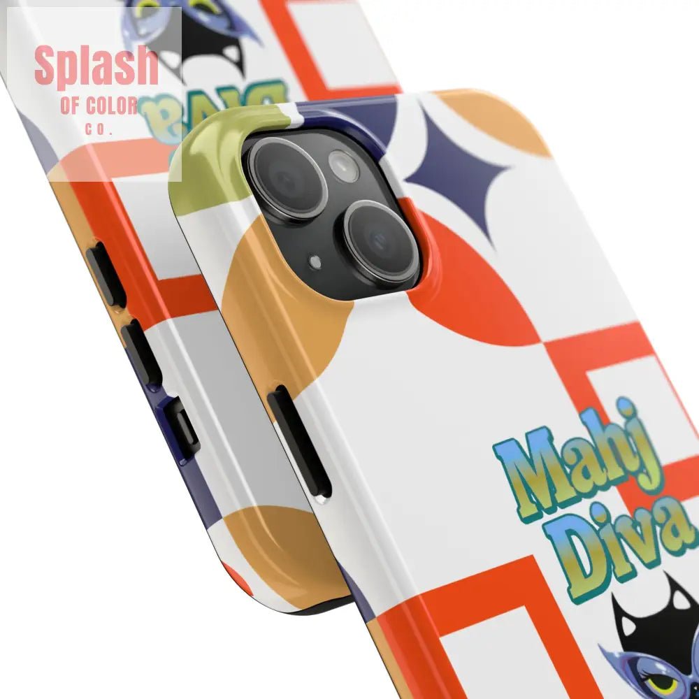 Modern Mahjong Diva Cat Stylish Phone Cases, Stylish And Whimsical - Splash of Color co.
