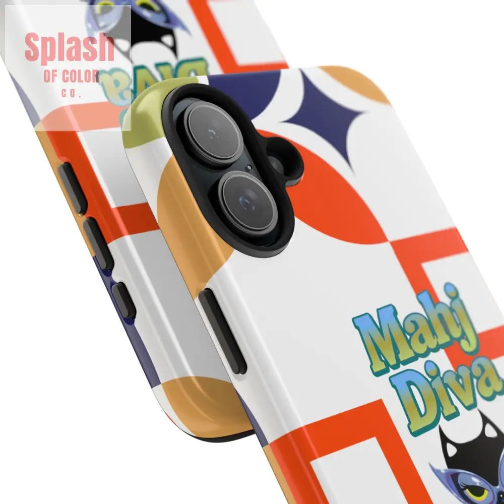 Modern Mahjong Diva Cat Stylish Phone Cases, Stylish And Whimsical - Splash of Color co.
