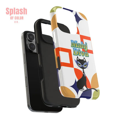 Modern Mahjong Diva Cat Stylish Phone Cases, Stylish And Whimsical - Splash of Color co.