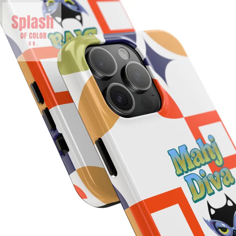 Modern Mahjong Diva Cat Stylish Phone Cases, Stylish And Whimsical - Splash of Color co.