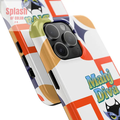 Modern Mahjong Diva Cat Stylish Phone Cases, Stylish And Whimsical - Splash of Color co.