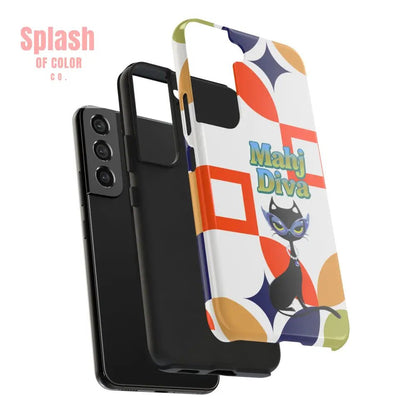 Modern Mahjong Diva Cat Stylish Phone Cases, Stylish And Whimsical - Splash of Color co.