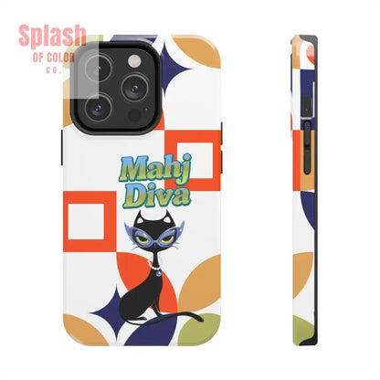 Modern Mahjong Diva Cat Stylish Phone Cases, Stylish And Whimsical - Splash of Color co.