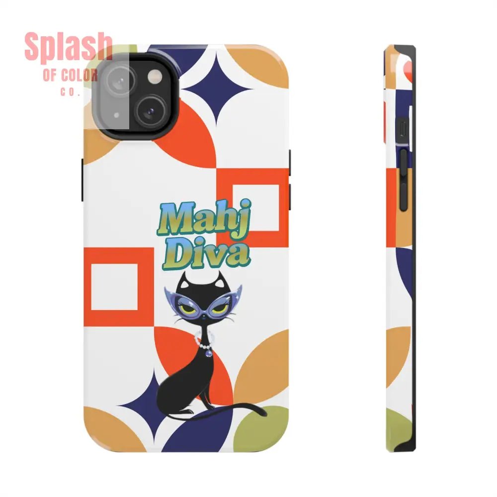 Modern Mahjong Diva Cat Stylish Phone Cases, Stylish And Whimsical - Splash of Color co.