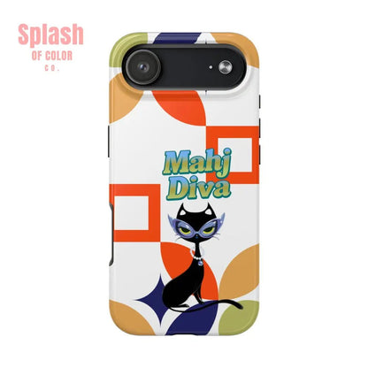 Modern Mahjong Diva Cat Stylish Phone Cases, Stylish And Whimsical - Splash of Color co.