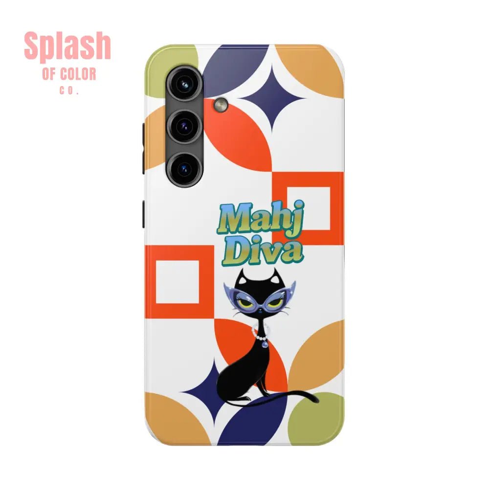 Modern Mahjong Diva Cat Stylish Phone Cases, Stylish And Whimsical - Splash of Color co.