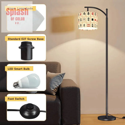 Modern Mahjong Tile Design Mahj Whimsy Arc Floor Lamp - Splash of Color co.