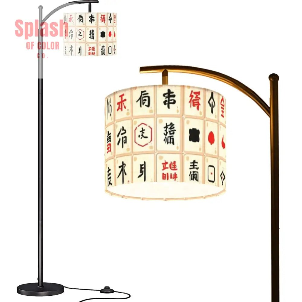 Modern Mahjong Tile Design Mahj Whimsy Arc Floor Lamp - Splash of Color co.