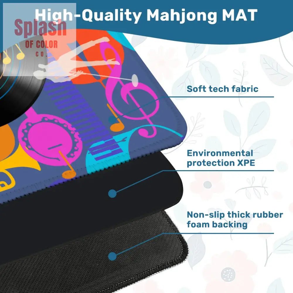 Music Mahjong Mat, Purple, Orange Blue, Snazzy Music Lover Game Mat - Splash of Color co.