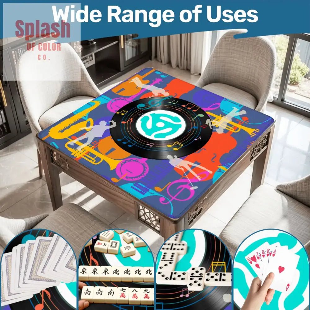 Music Mahjong Mat, Purple, Orange Blue, Snazzy Music Lover Game Mat - Splash of Color co.