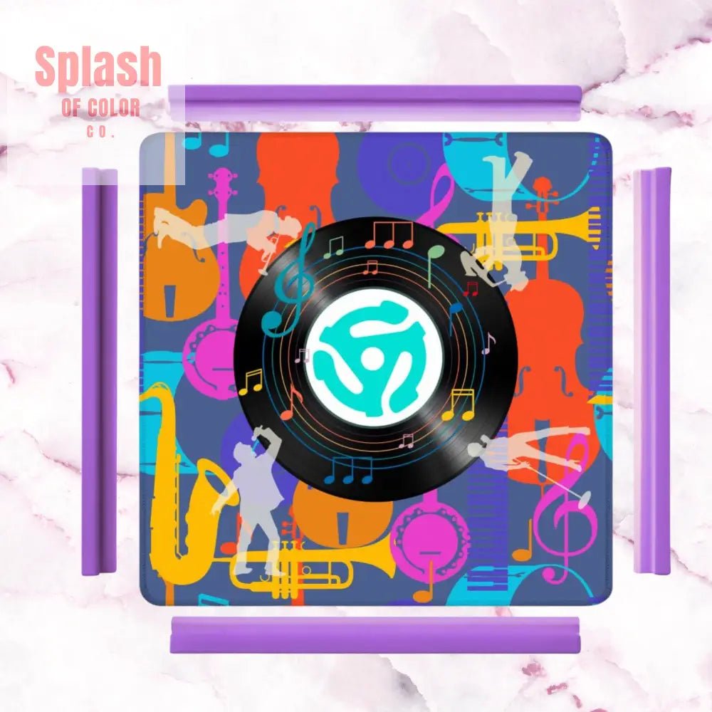 Music Mahjong Mat, Purple, Orange Blue, Snazzy Music Lover Game Mat - Splash of Color co.