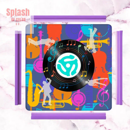 Music Mahjong Mat, Purple, Orange Blue, Snazzy Music Lover Game Mat - Splash of Color co.