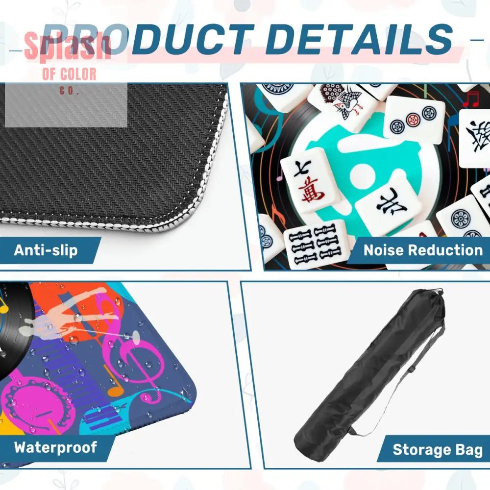 Music Mahjong Mat, Purple, Orange Blue, Snazzy Music Lover Game Mat - Splash of Color co.