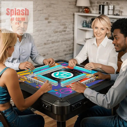 Music Mahjong Mat, Purple, Orange Blue, Snazzy Music Lover Game Mat - Splash of Color co.