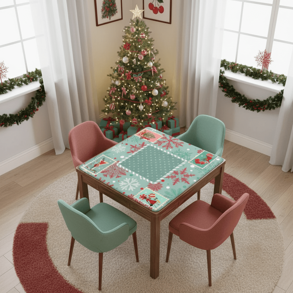 Mahjong Christmas Holiday Vintage Nostalgia Mahjong Mat - Splash of Color Co.