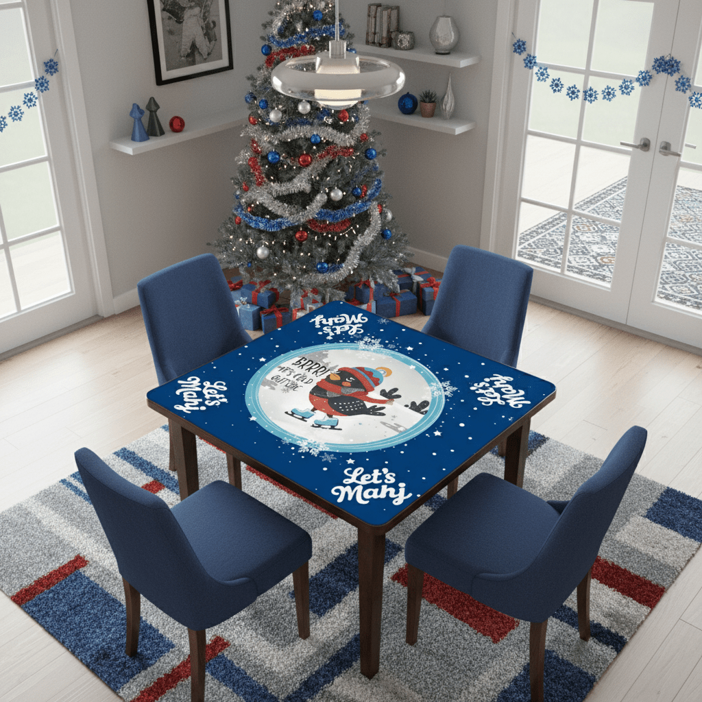 Mahjong Mat, Chrismtas Winter Whimsy Let's Mahj Game Mat - Splash of Color Co.